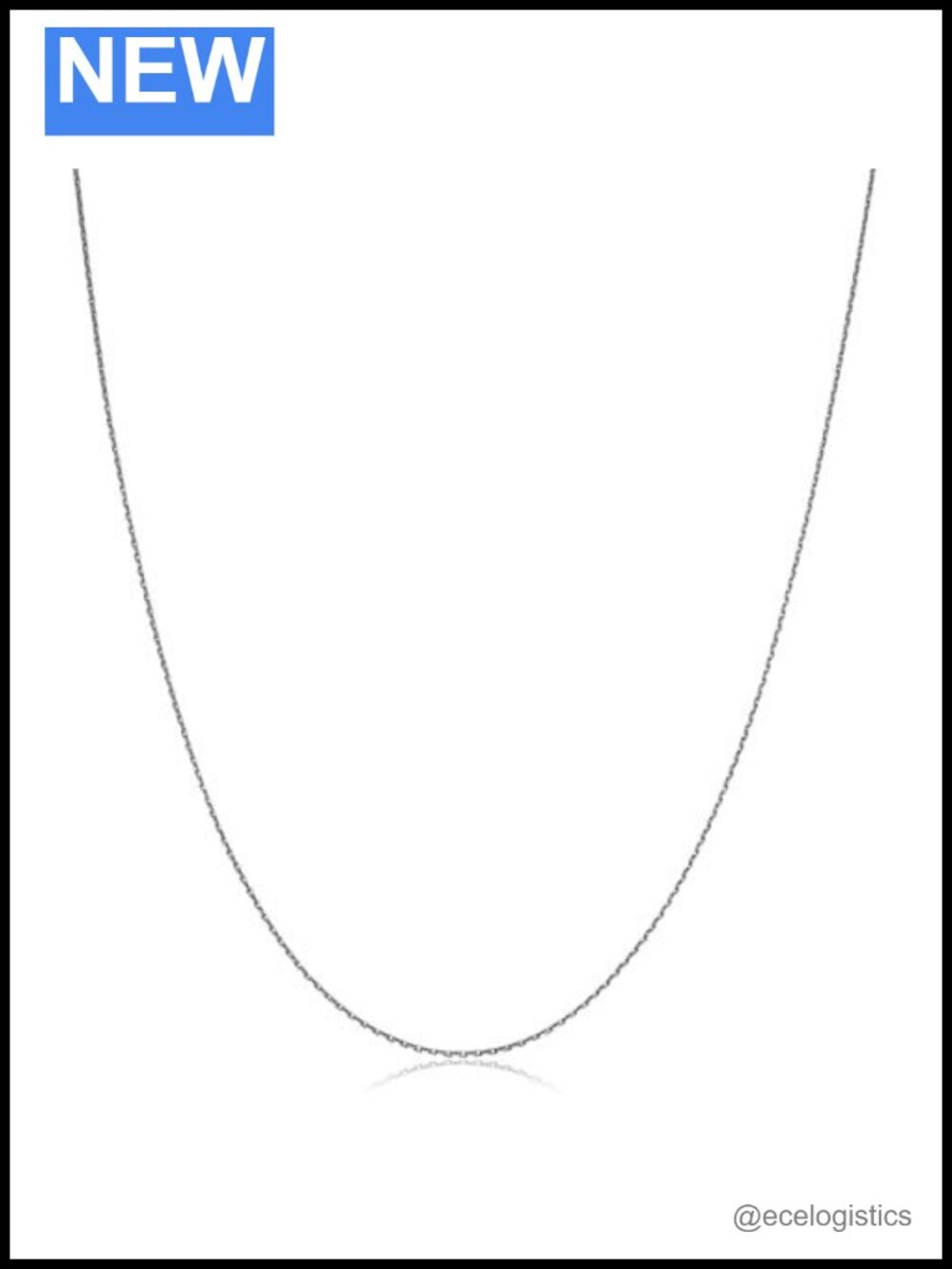 14k White Gold 0.6mm Diamond-cut Cable Chain Necklace 24in